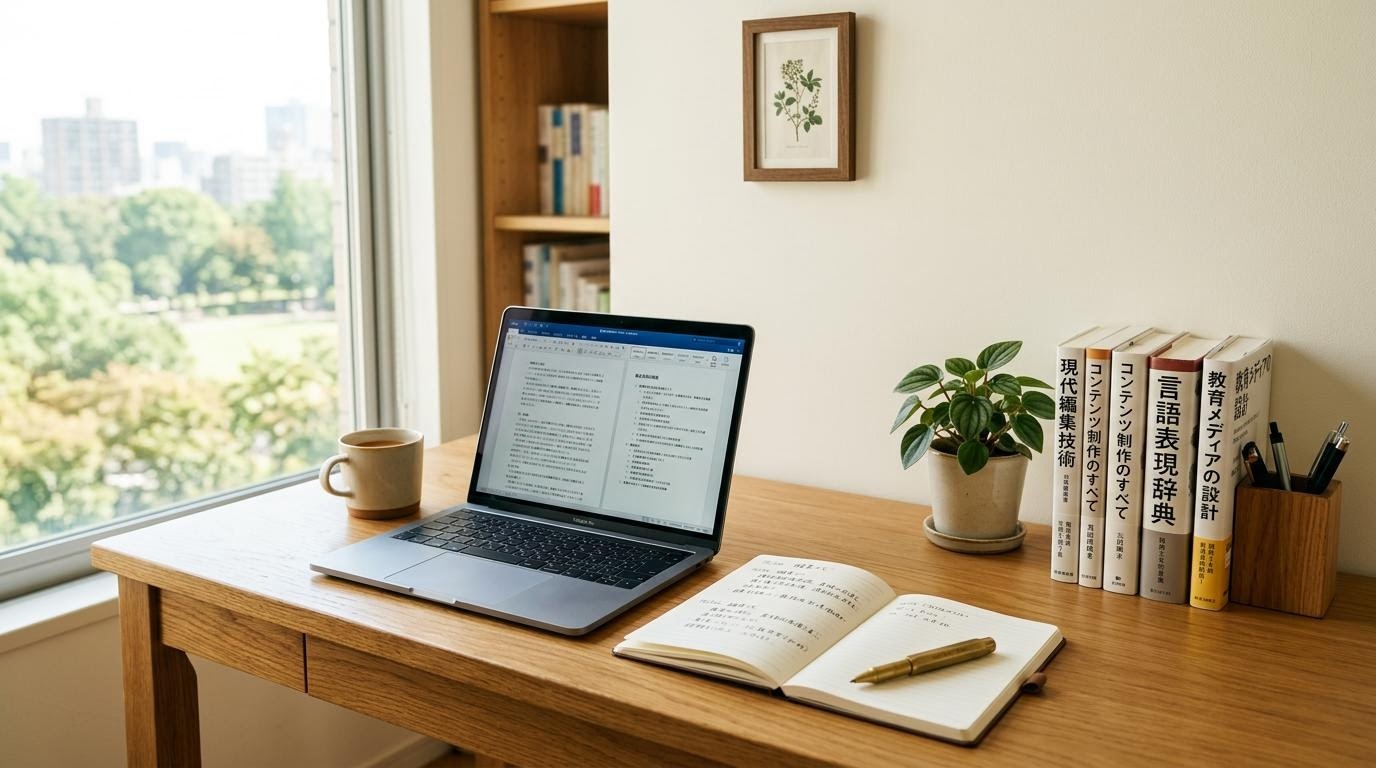 編集デスクの様子